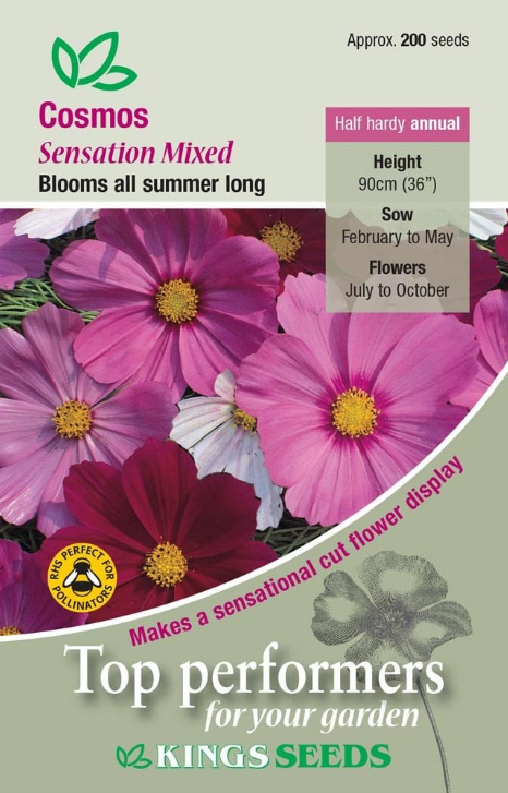 Kings Seeds Cosmos Sensation Mixed 200 Seeds