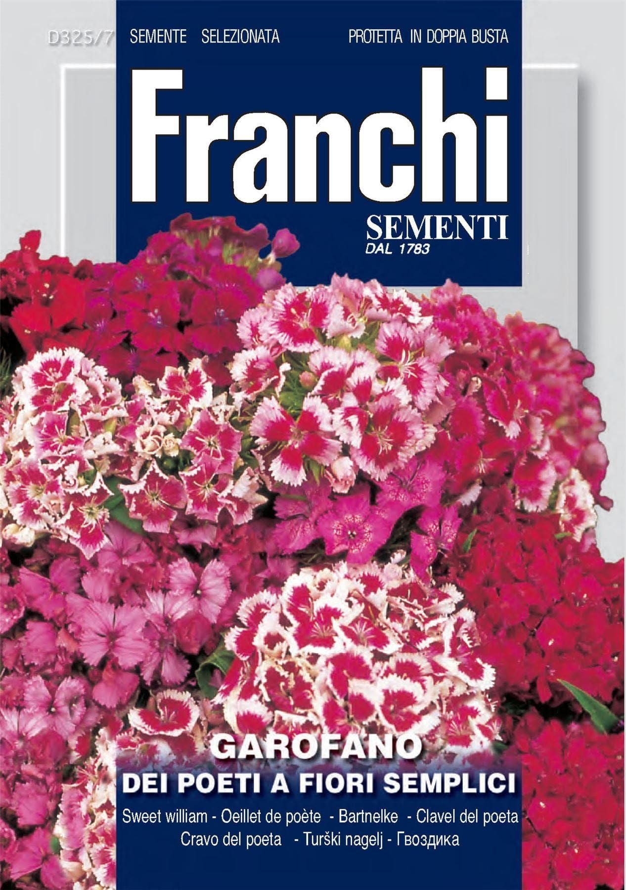 Franchi Seeds of Italy - Flower - FDBF_ 325-7 - Carnation - Garofano Poeti Semplice Mix - Seeds