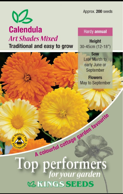 Kings Seeds Calendula Art Shades Mixed 200 Seeds