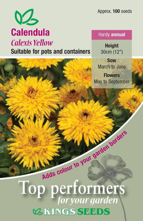 Kings Seeds Calendula Calexis Yellow - 100 Seeds