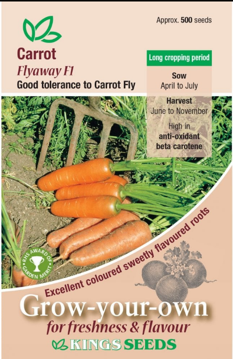 Kings Seeds Carrot Flyaway F1 Hybrid 500 Seeds