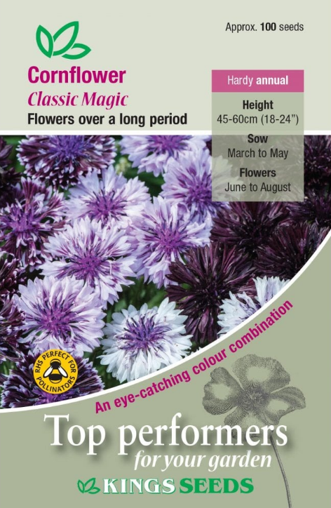 Kings Seeds Cornflower Classic Romantic 100 Seeds
