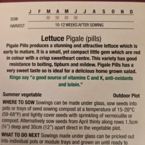 Kings Seeds Lettuce Pigale Pills 50 Seeds