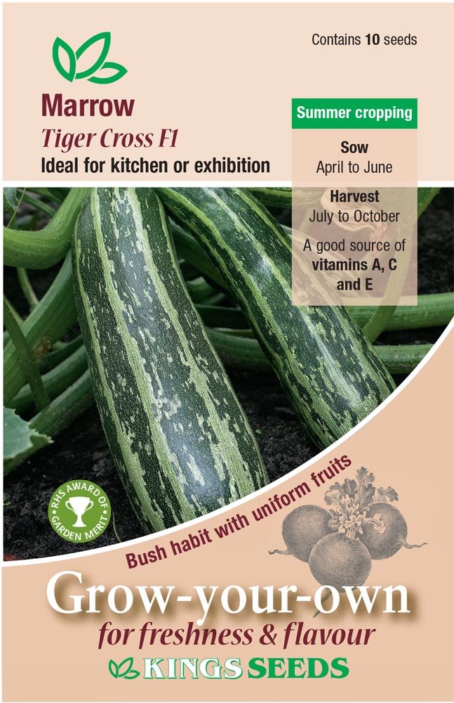 Kings Seeds Marrow Tiger Cross F1 10 Seeds