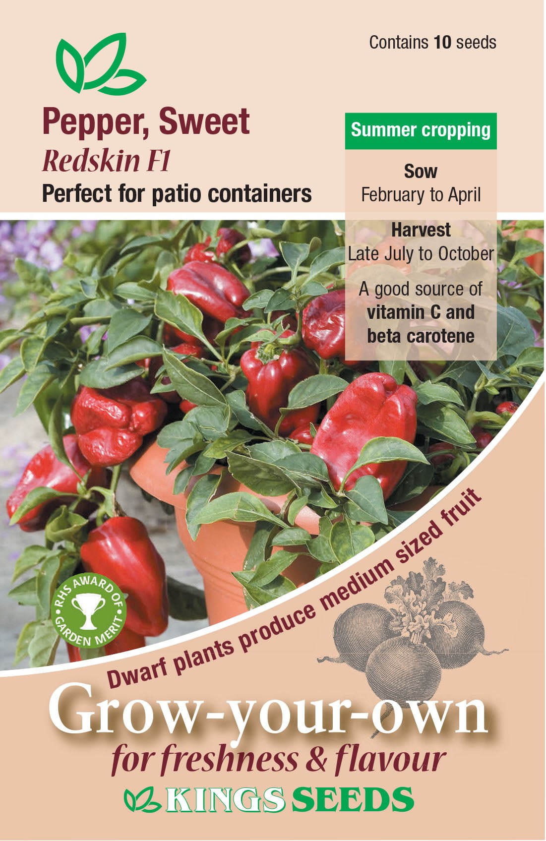 Kings Seeds Sweet Pepper Redskin F1 - 10 Seeds