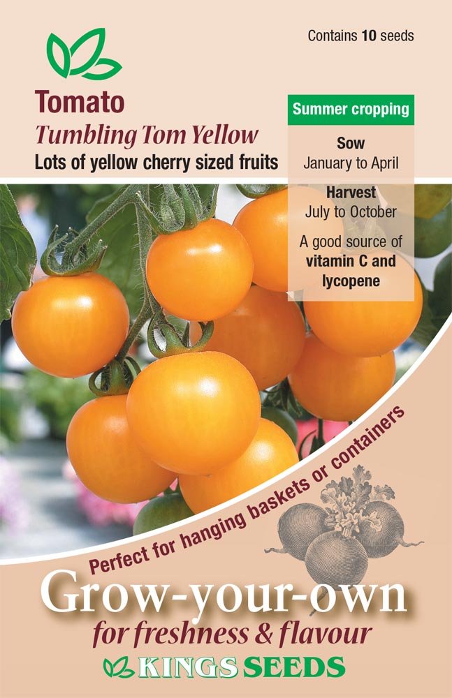 Kings Seeds Tomato Tumbling Tom Yellow 10 Seeds