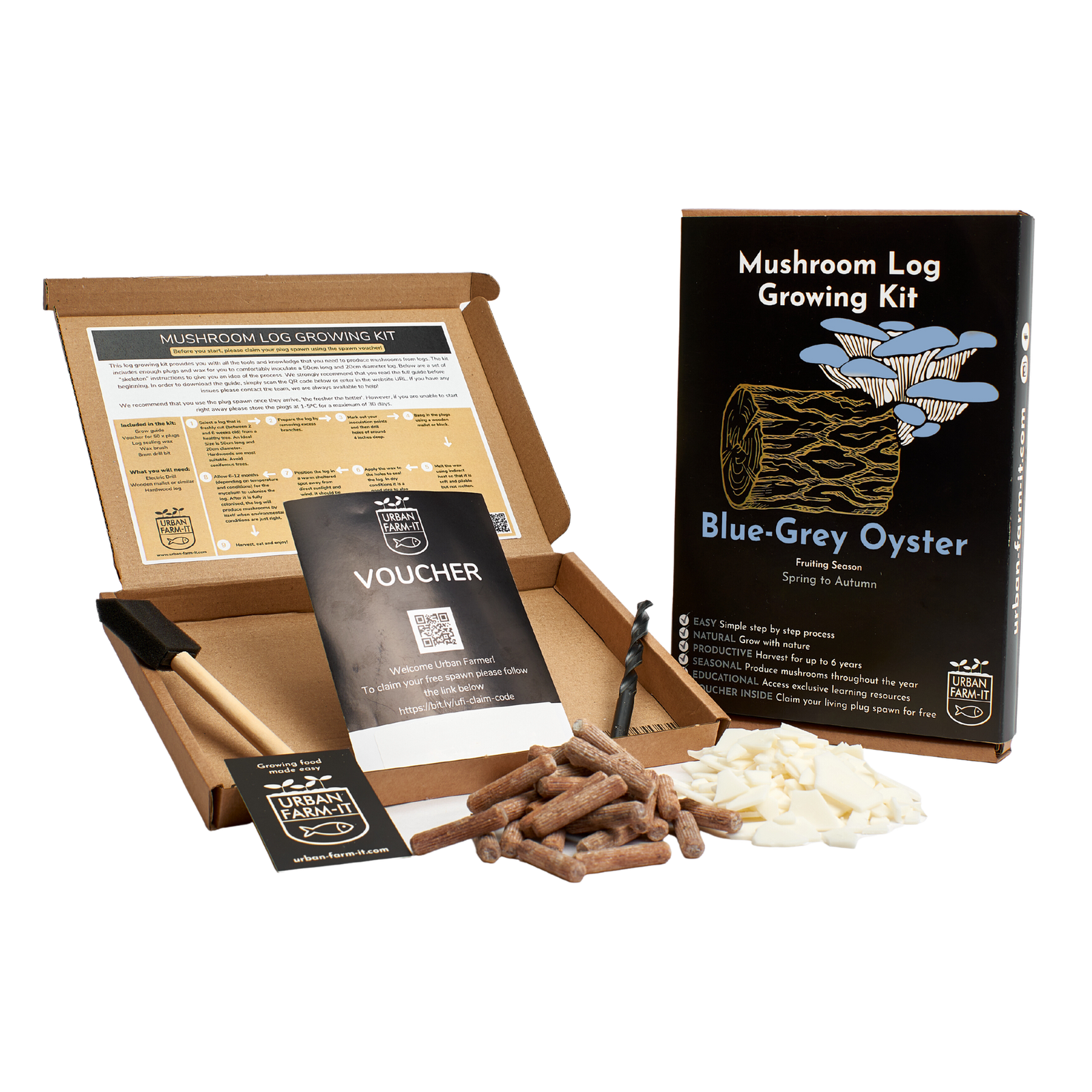 Mushroom - Blue Oyster Mushroom Log Growing Kit - Gift Pack