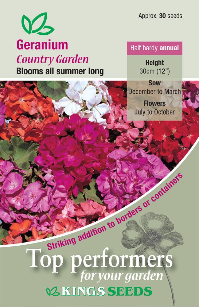 Kings Seeds Geranium Country Gardens 30 Seeds